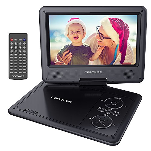 DBPOWER 9.5-Inch Portable DVD Player with Rechargeable Battery, SD Card Slot and USB Port - Black