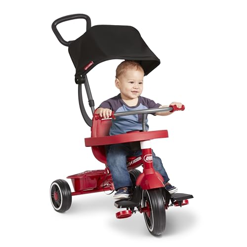 Toddler Bike, Kids Bike, Tricycle Toddler Toys for Ages 2-4, Baby Toy, Radio Flyer 4-in-1 Stroll 'N Trike, for Ages 1-5 Years, Red (Amazon Exclusive)