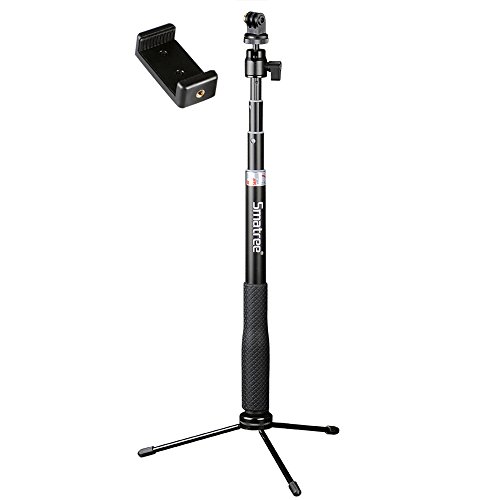 Smatree Q3 Telescoping Selfie Stick with Tripod Stand Compatible for OSMO 360,Insta360 X5,GoPro Hero 13/12/11/10/9/8/7/6/5/4+/3/Max/Session/2018/AKASO/OSMO Action Camera 5 Pro/Pocket 3/SJCAM/and Phone
