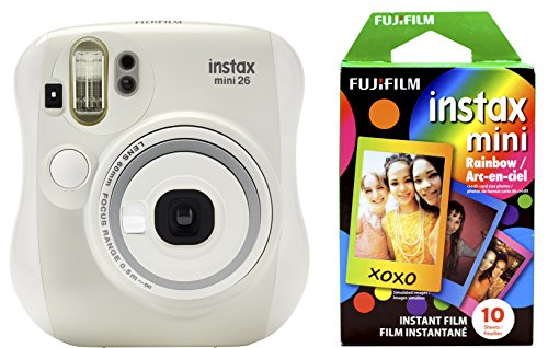 Fujifilm Instax Mini 26 + Rainbow Film Bundle - White