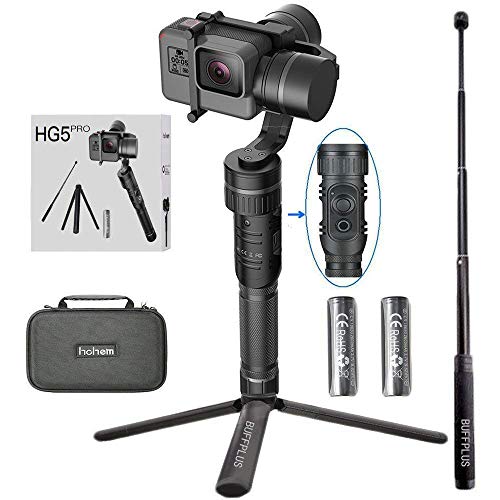 Hohem 3 Axis Stabilizer Handheld Aluminum Electronic Full 360 Degrees Gimbal for Gopro Hero 5/4/3, Yi Cam 4K, AEE Sports Cams - APP Controls for iPhone/Android Phone (HG5 Pro)