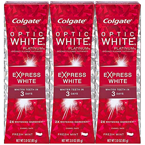 Colgate Optic White Express White Whitening Toothpaste, Travel Friendly - 3 Ounce (3 Pack)