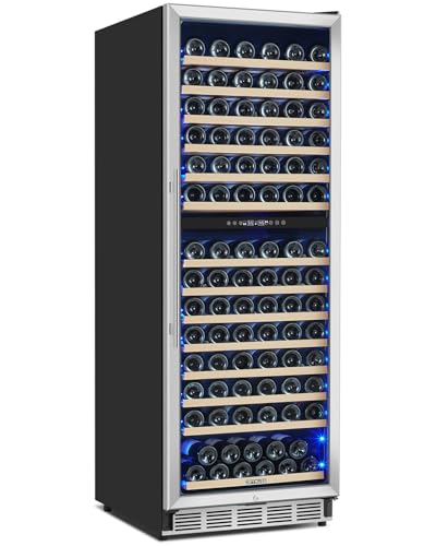 ORYMUSE Dual Zone Wine Fridge Freestanding 175 Bottle, 24 Inch Large Capacity Built-in Wine Cooler Refrigerator with Upgraded Compressor Cooling and Intelligent Temperature Memory