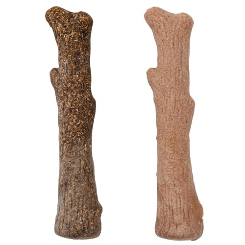 Outward Hound Dogwood Wood Durable Dog Chew Toys, Real Wood & Calming Hemp, 2-Pack, Medium