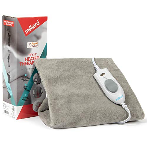 Milliard Electric Heating Pad – Heat Pad for Back Pain Relief, Neck and Shoulders, and Cramps ('15Lx12W')