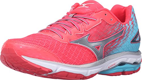 Mizuno Women's Wave Rider 19 Running Shoe, Diva Pink/Capri/Silver, 8.5 B US