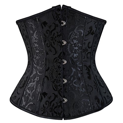 Zhitunemi Halloween Costumes Woman 2025: Black Underbust Corset Top for Women Pirate Costume - Corsets for Pirate Theme Party Waist Belt Small Black