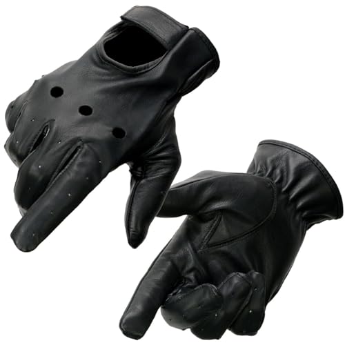 Milwaukee Leather SH247 Men's Black Leather Unlined Classic Style Driving Gloves - Large