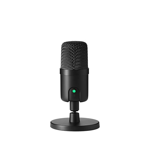 Amazon Basics USB Condenser Microphone for Streaming, Recording, and Podcasting on PC, Plug and Play, Cardioid Pickup, Adjustable Stand with 360° Rotation, 5.8 x 3.4 inches, Black