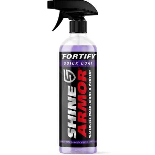 Car Wax Spray and Ceramic Coating for Cars - 3 in One Waterless Car Wash and Detailing for Maximum Shine - High Gloss Top Coat, Protective Auto Wax - 16FlOz by Shine Armor