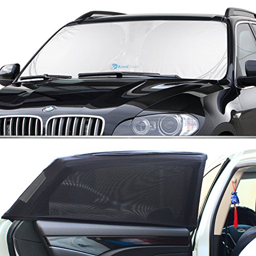 KoolZone Windshield Sun Shade & Baby Sun Shade (2-Piece Set) Universal Window Shade - Reduces Interior Heat & Protects Children - Decreases Sun Damage - Easy to Install
