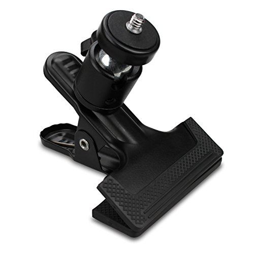 Patuo Tripod Camera Clip Clamp Flash Holder Mount w/ 360 Swivel Photography Ball-Head 1/4' Threaded Screw for Camera Tripod, SLR, DSLR, Video Cameras,Studio Backdrop Camera