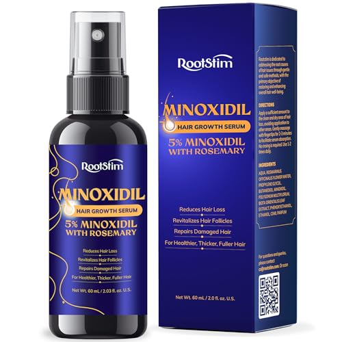 5% Minoxidil Hair Growth for Men and Women: Extra Strength Minoxidil Hair Loss Treatment Serum with Rosemary for Faster Stronger Thicker Hair Growth 60ML