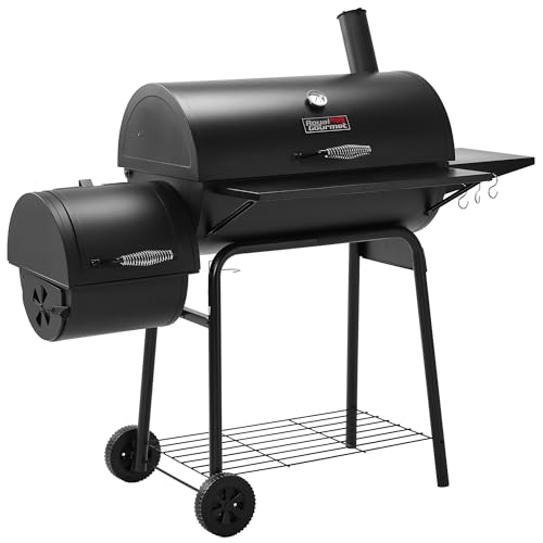 Royal Gourmet CC1830S 30' BBQ Charcoal Grill and Offset Smoker | 811 Square Inch cooking surface, Outdoor for Camping | Black