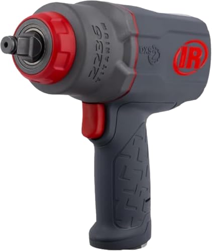 Ingersoll Rand 2236QTIMAX DXS2 1/2' Air Impact Wrench, Quiet, 1,500 ft-lb Torque, Titanium Hammer Case, Friction Ring Retainer, Pistol, Interchangeable Anvil, Multifunctional Tool