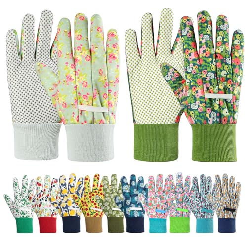Ainiv Floral Gardening Gloves for Women/Ladies, 2 Pairs Non-Slip Grip Garden Work Gloves, Comfortable Thorn Proof Garden Gloves for Farm, Yard, Pruning, Outdoor Multi-Purpose(Universal Size)
