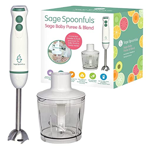 Sage Spoonfuls Baby Food Maker, Processor and Immersion Blender with Dishwasher-Safe Stainless Steel Attachments for Meal Prep & Baby-Led Weaning, White