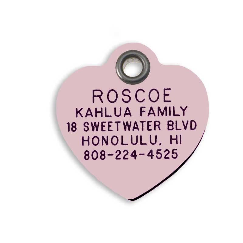 LuckyPet Durable Plastic Pet ID Tag, Outlasts Cheap Aluminum Tags for The Same Price, Custom Engraved, Small Pink Heart