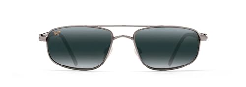 Maui Jim Men's Kahuna Polarized Rectangular Sunglasses, Gunmetal/Neutral Grey, Medium