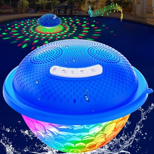 KingSom Bluetooth Pool Speaker,Floating Pools Speaker with Colorful Lights,Hot Tub Speakers IP68 Waterproof Poo l Speakers,16W Loud Stereo Sound Bluetooth Speake r,TWS Pairing Floating Speake r-Blue
