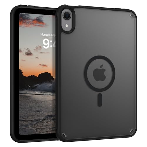 Telaso for iPad mini 7 A17 Pro 2024/iPad Mini 6 2021 8.3 Inch iPad mini 7th/6th Gen Magnetic Case, Translucent Matte Back Soft TPU Bumper Military Grade Protective Case for iPad mini 7/Mini 6, Black