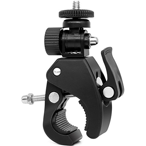 Super Clamp Quick Release Pipe Bar Bike Clamp w/ 1/4' Tripod Head for Light Camera Mic GoPro iPhone iPad Monitor, Works on Music/Microphone Stands/Motorcycle/Bike/Rod Bar