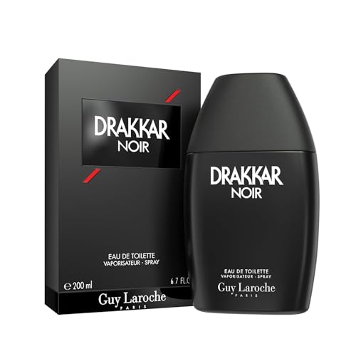 Guy Laroche Drakkar Noir, Iconic Designer Fragrance, Intense & Powerful Eau de Toilette, Fougere Blend & Aromatic Spices, Long Lasting Mens Cologne, Day and Evening Scent, 6.8 Fl. Oz.