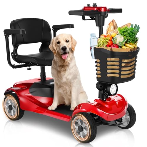 MobiCyc MS08 4-Wheel Mobility Scooter for Adults/Seniors, 15 Miles Range, 350W Motor, 360WH Battery, 330LBS Capacity, Rotating Seat, Cup Holder, Compact & Portable for Elderly