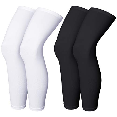 Skylety Compression Leg Sleeve Full Length Leg Sleeves Sports Cycling for Men Women, Running, Basketball(L,Black and White)