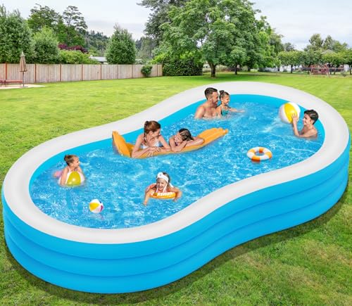 Large Inflatable Pool – 145' x 74' x 22' Family Blow up Pool for Adults, 2025 Upgraded Extra Oversized Thickened Swimming Pool Perfect for Backyard Summer Fun, Fast Set-Up