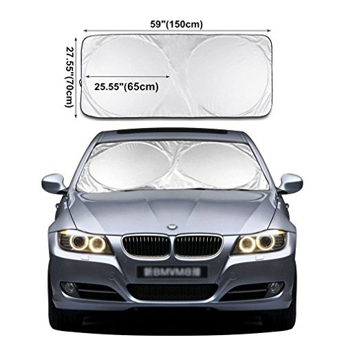 iTavah Car Windshield Sunshade Blocks UV Sun Visor Protector for Front of Car 59' x 27.55',Easily to Cool Car