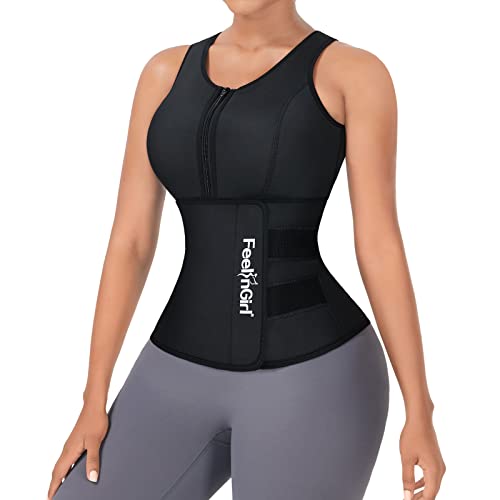 FeelinGirl Women's Latex Waist Trainer Corset for Weight Loss Body Shaper, Black, XXL