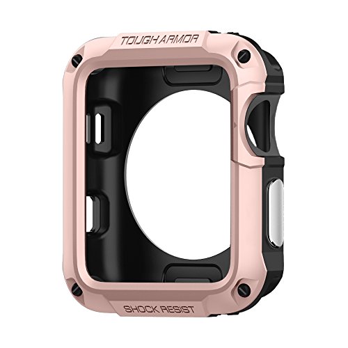Spigen Tough Armor Designed for Apple Watch Case for 42mm Series 3 / Series 2 / Series 1 and Built in Screen Protector - Rose Gold