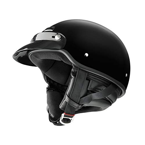 Raider Deluxe Half Helmet (Gloss Black, Medium)