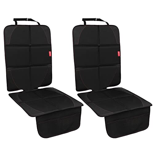 MORROLS Car Seat Protector, 2 Pack Carseat Protector with Thick Padding, Baby/Pets for Child Car Seat-Mesh Pockets-Waterproof-Universal Size(Black)