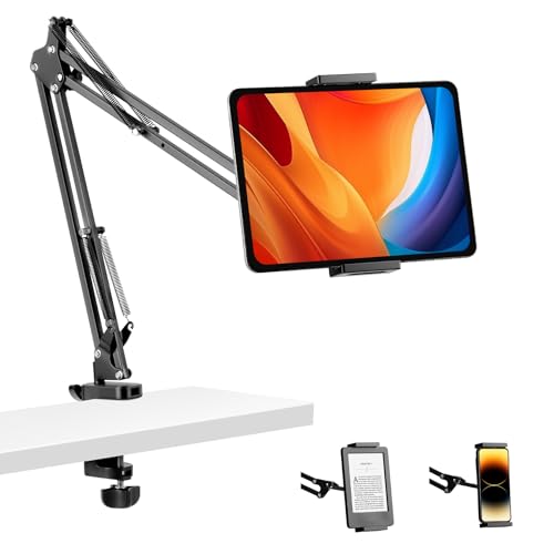 Evekea Tablet Holder for Desk, iPad Stand Phone Holder for Desk, Overhead Tablet Desk Mount for Bed with 360° Rotation, Compatible with iPhone iPad Kindle 4.7-13' Devices