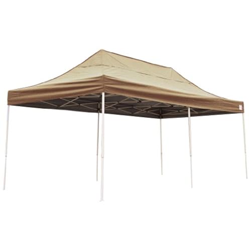 ShelterLogic Easy Set-Up 10 x 20-Feet Straight Leg 50+ UPF Protection Pop-Up Canopy with Roller Storage Bag for the Beach, Park, Tailgating, and Other Outdoor Activities, Desert Bronze