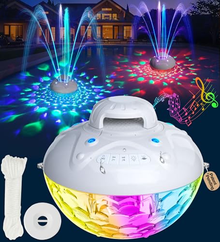 KingSom 3 in 1 Bluetooth Pool Speaker with Pool Fountain Light, Floating Pool Speaker for Pool, IP68 Waterproof Hot Tub Speakers, Loud Sound, BT5.4,24H Playtime Pool Water Fountain, White