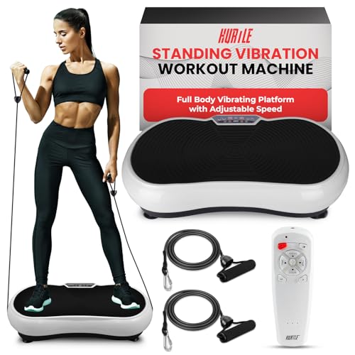Hurtle Fitness Vibration Platform Workout Machine | Exercise Equipment For Home | Lymphatic Drainage |Weight Loss Fat Burner & Toning for Women & Men Includes Remote Control & 2 Balance Straps