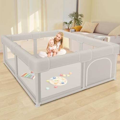Besuhot Baby Playpen Baby Playard, Play Pen for Babies and Toddlers with Gate, 50x50 Fence, Sturdy Safety Playpen, Indoor & Outdoor Kids Activity Center