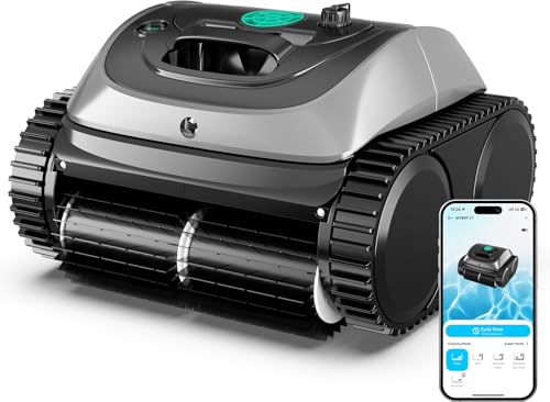 WYBOT C1 Robotic Pool Vacuum for Inground Pools, 150min Runtime Cordless Pool Cleaner, 4-in-1 Wall & Waterline Cleaning Up to 1,614Sq.ft, Smart Navigation, App Support (Gray)