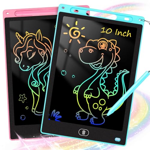 KTEBO® 2 Pack 10 Inch LCD Writing Tablet for Kids, Electronic Drawing Pad and Doodle Board for Ages 3-8, Birthday and Christmas Gifts for Boys and Girls,Stocking Stuffers Drawing Board (Pink & Blue)