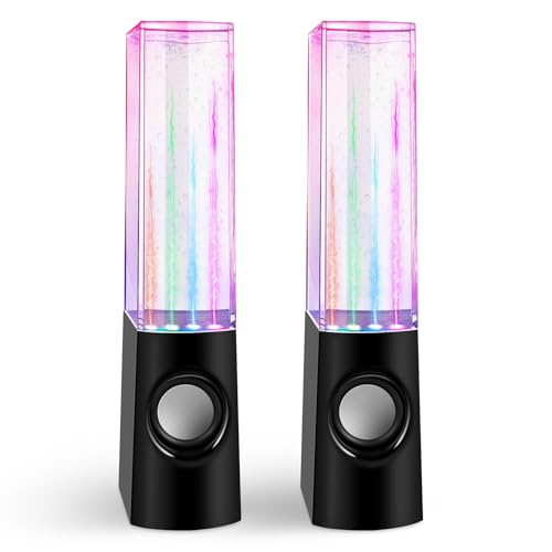 Aolyty Colorful LED Water Speaker with Dancing Fountain Light Show Sound for PC, MP3 Player, Laptops, Smartphone Black