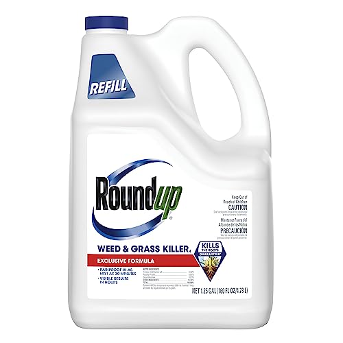 Roundup Weed & Grass Killer₄ Refill, Use in and Around Flower Beds, Trees, Driveways, Walkways & More, 1.25 gal.
