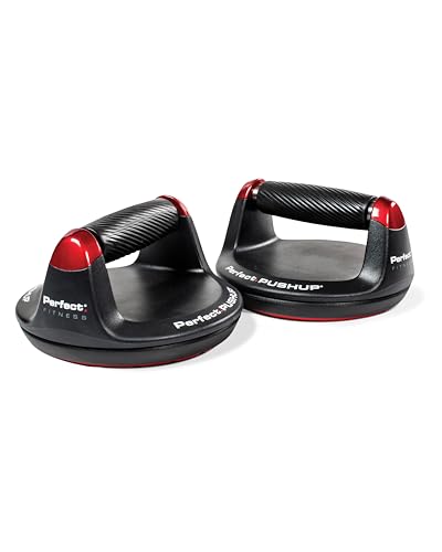 Perfect Pushup Elite - Rotating Handle Design with Steel Ball Bearings for Smooth, Effortless Handle Rotation - Ergonomic Grips, 8' Base & Textured, Non-Slip Bottom Treads - Supports up to 400lbs