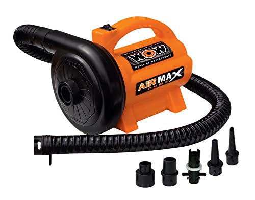 WOW Sports - High Pressure Air Pump-Powerful Electric Air Pump - 5 Universal Adapters - 120 Volt 600 Liter / Minute - Orange