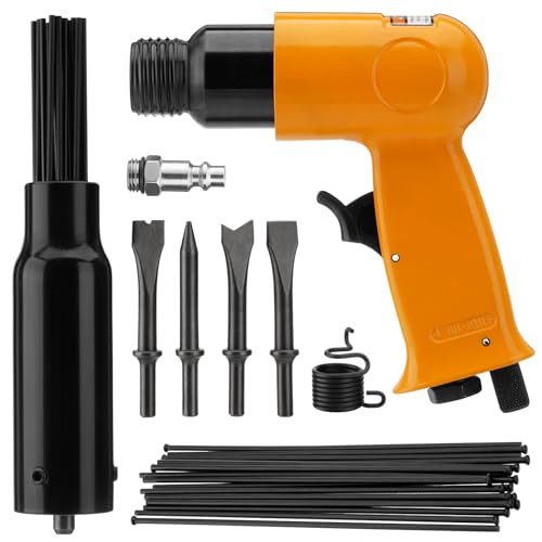 TRUCFUSION 2 in 1 Air Hammer Kit, Air Needle Scaler with 4PCS Pneumatic Chisel Kit, 4500 BPM Pneumatic Tools with 38PCS Replacement Flat-head Descaling Needles