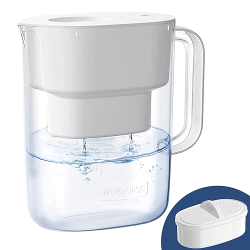 Waterdrop Water Filter Pitcher with 1 Filter, 200-Gallon Long-Life, 10-Cup Large Water Filter Pitcher, NSF Certified, 5X Times Lifetime, Reduces PFOA/PFOS, Chlorine, White