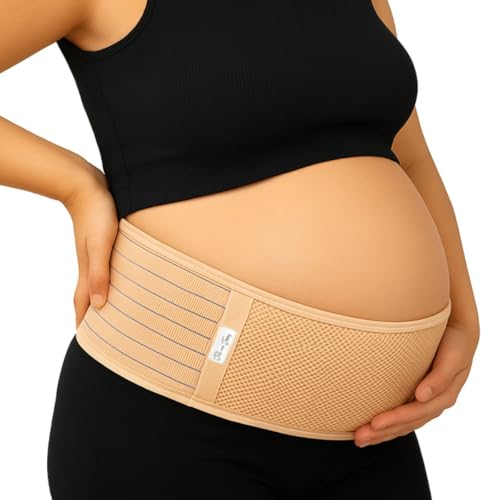 Jill & Joey Maternity Belt - Belly Band for Pregnant Women - Back Brace & Belly Support - Pregnancy Must-Have - Back Pain Relief (Beige, Medium)