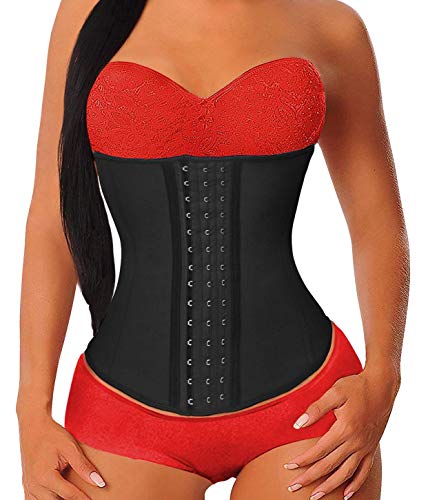 YIANNA Women's Latex Sport Girdle Waist Training Corset Waist Shaper, Size L (Black)